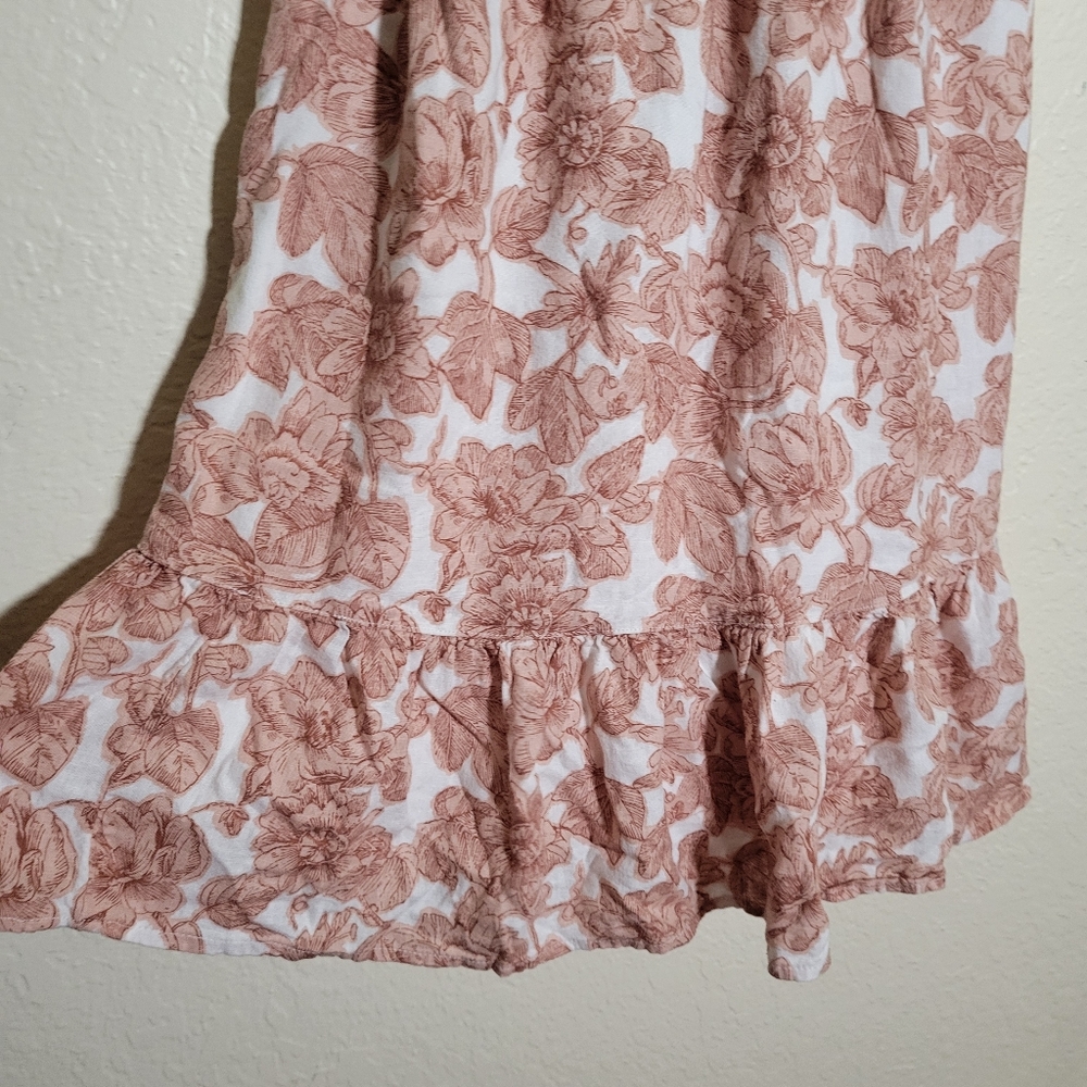 Abercrombie & Fitch | Floral Babydoll Mini Dress XS Linen Blend Bohemian Fairy - Picture 5 of 9